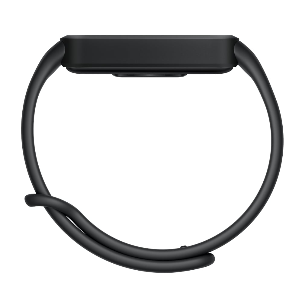 Black fitness tracker on a white background