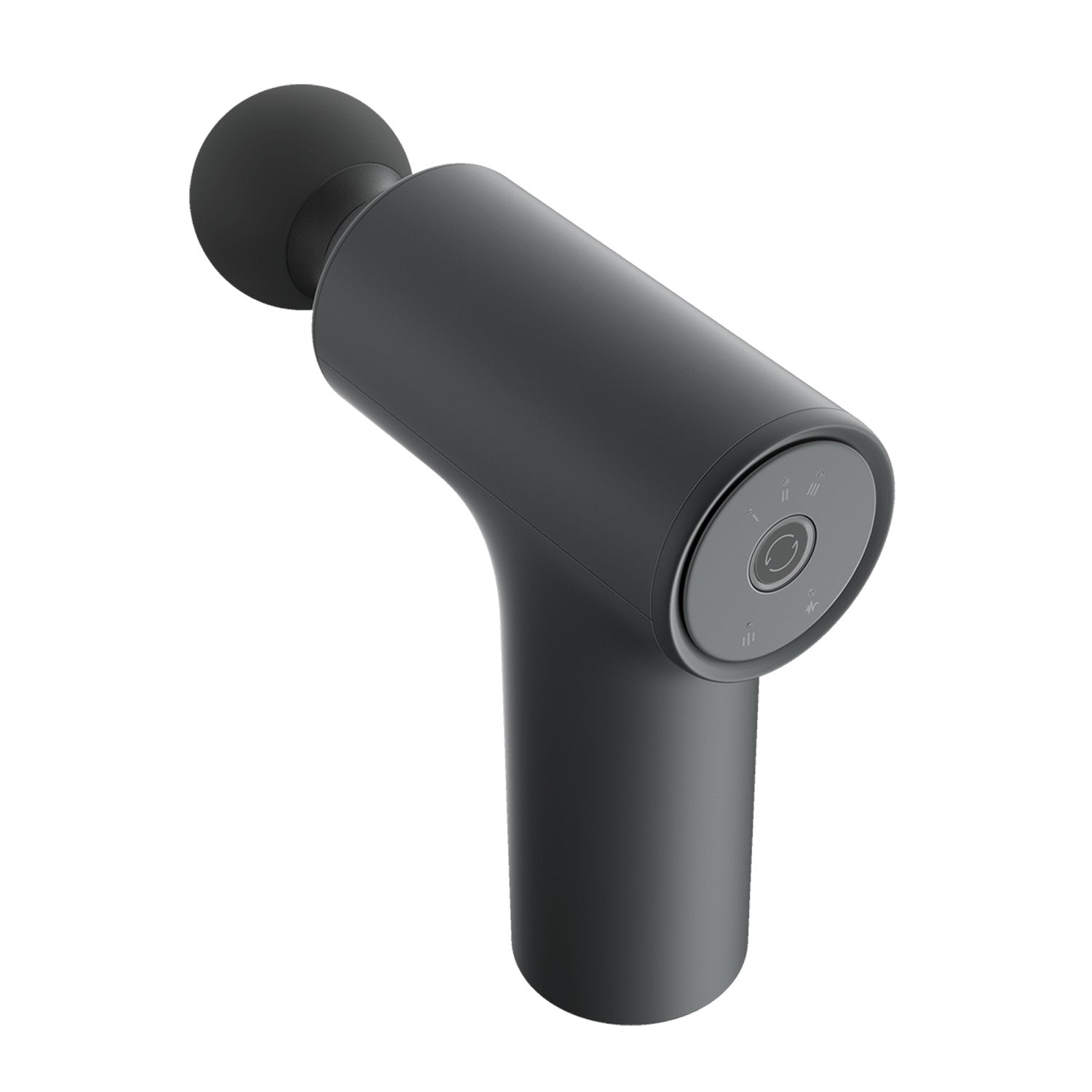 Black handheld shower head on a white background