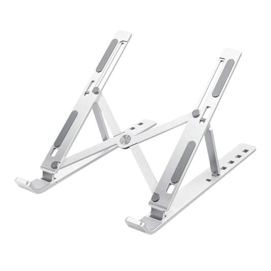 White laptop stand with adjustable angles on a white background